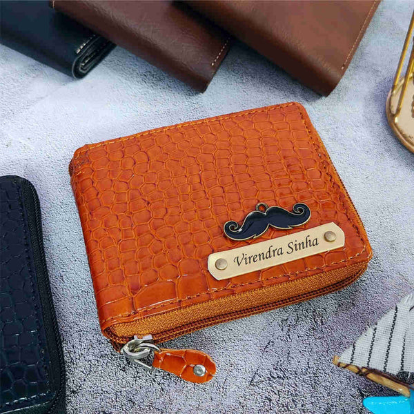 Personalised Glossy Leather Unisex Wallet with Zip Lock