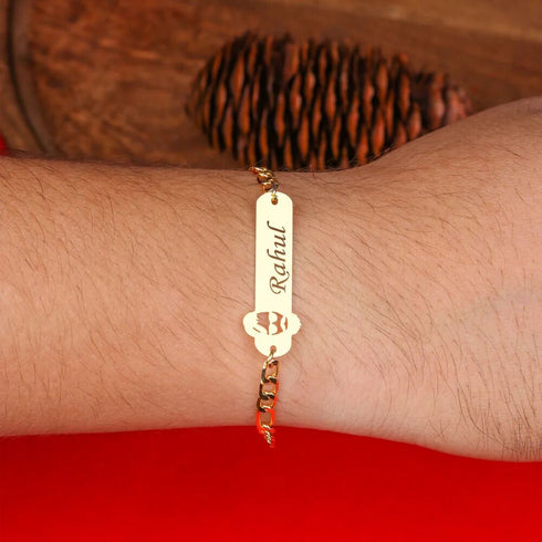 Personalised Gold Bracelet Rakhi For Brother