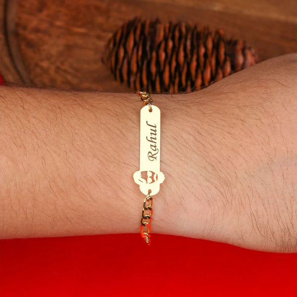 Personalised Gold Bracelet Rakhi For Brother