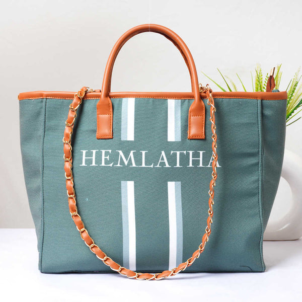 Personalised Green Strap Luna Handbag