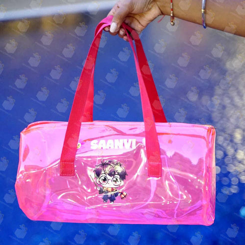 Personalised Kids Jelly Swimming Duffle Bag - Pink