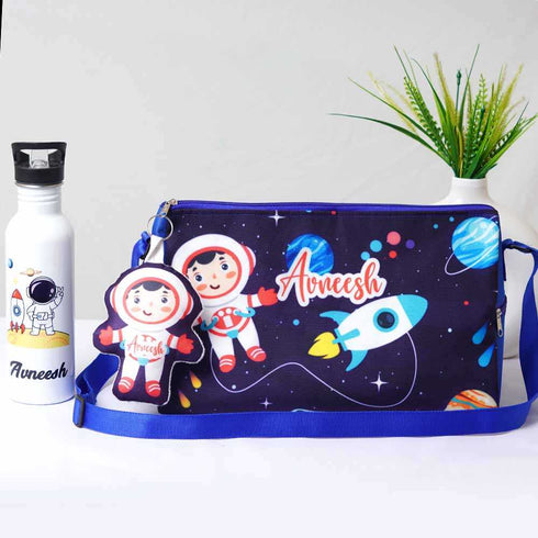 Personalised Kids Triangle Duffle Bag & Steel Bottle Combo