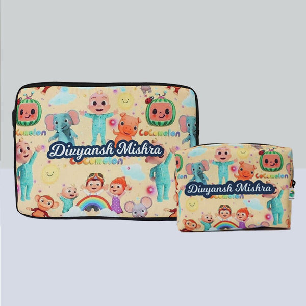 Personalised Laptop Sleeve/Cover & Box Pouch Kids Combo