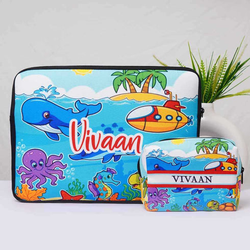 Personalised Laptop Sleeve/Cover & Box Pouch Kids Combo