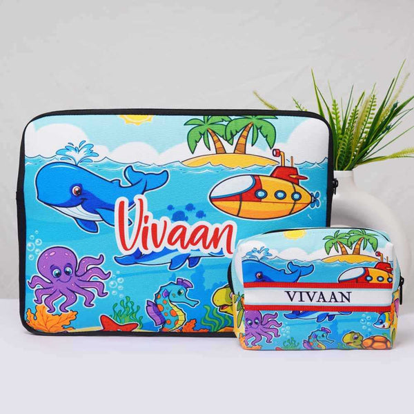 Personalised Laptop Sleeve/Cover & Box Pouch Kids Combo