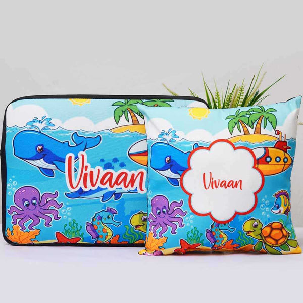 Personalised Laptop Sleeve/Cover & Cushion Kids Combo