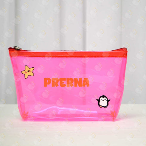 Personalised Large Jelly Travel Pouch for Kids - Pink