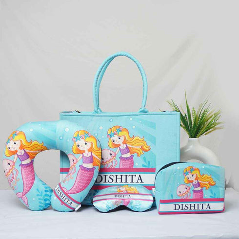 Personalised Little Mermaid Printed Kids Box Bag Combo Gift Set