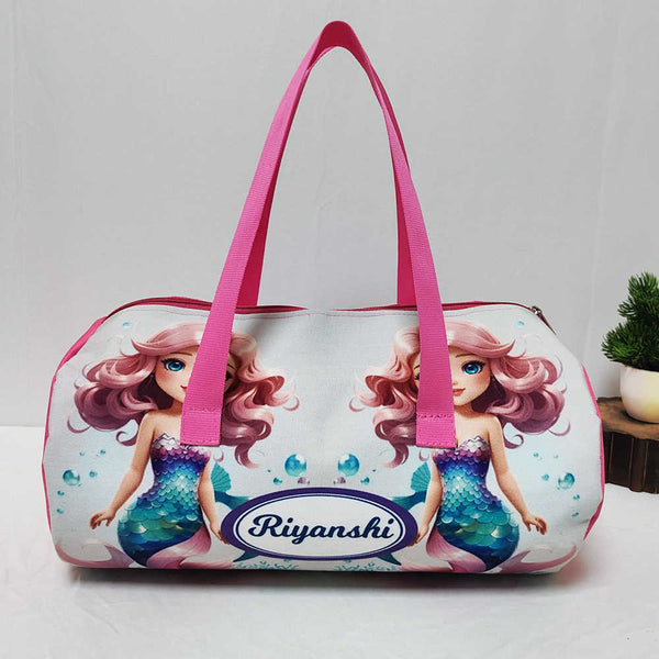 Personalised Mermaid Printed Kids Swimming Duffle Bag