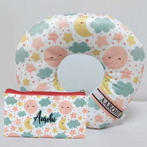 Personalised Moon Printed Neck Pillow Combo Gift Set