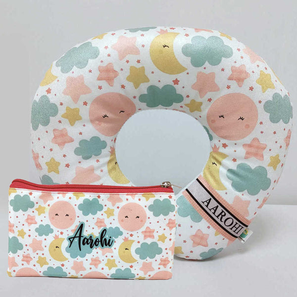 Personalised Moon Printed Neck Pillow Combo Gift Set