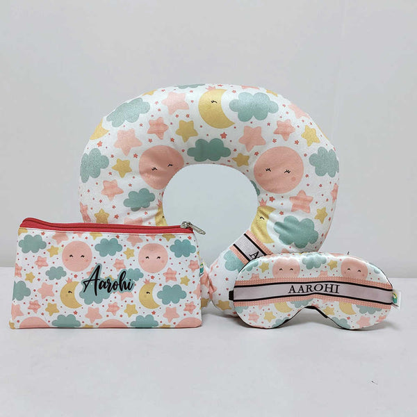 Personalised Moon Printed Neck Pillow Combo Gift Set