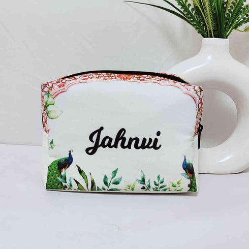 Personalised Peacock Printed Box Pouch