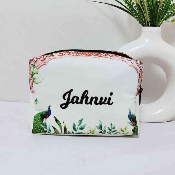 Personalised Peacock Printed Box Pouch