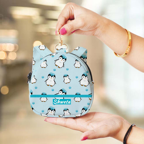 Personalised Penguins Printed Backpack Keychain
