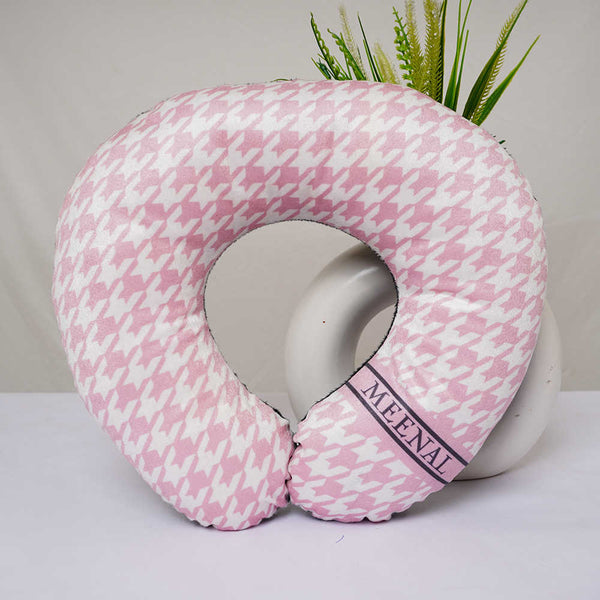 Personalised Pink Geometric Printed Kids Neck Pillow