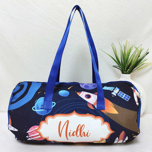 Personalised Space Printed Kids Duffle Bag