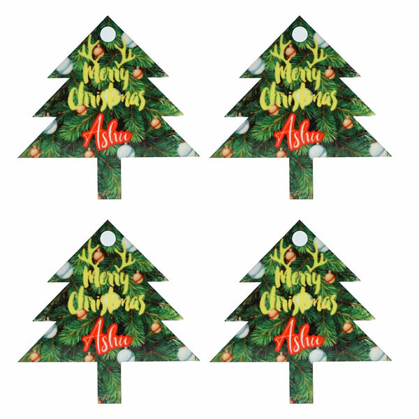 Personalised Tree Shape Ornaments for Christmas Set of 4