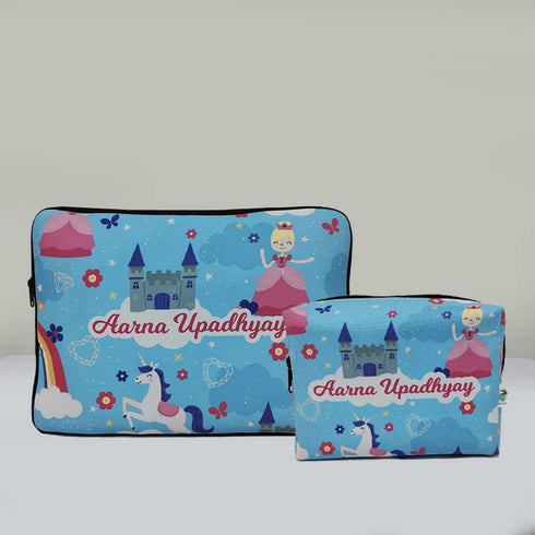 Personalised Unicorn Laptop Sleeve/Cover & Box Pouch Kids Combo