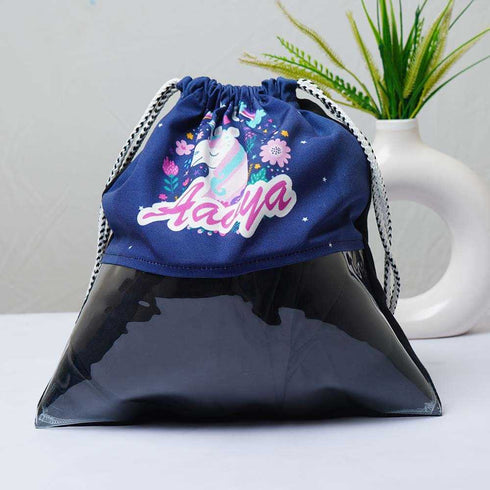 Personalised Unicorn Printed Kids Shoe Bag Combo Gift Set