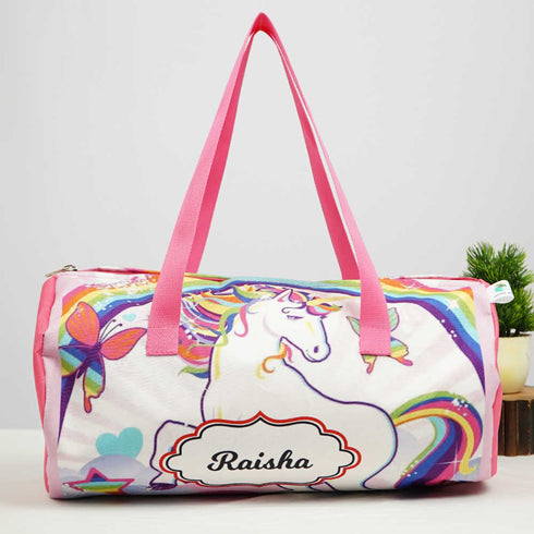 Personalised Unicorn Printed Kids Swimming Duffle Bag