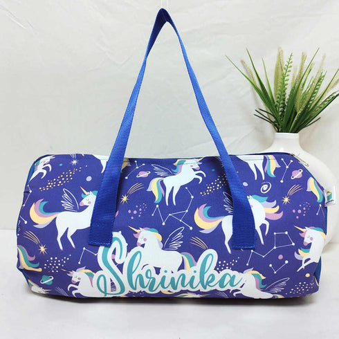 Personalised Unicorn Printed Kids Swimming Duffle Bag
