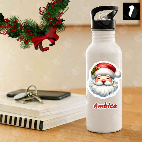 Personalised Steel Bottle With Straw for Christmas