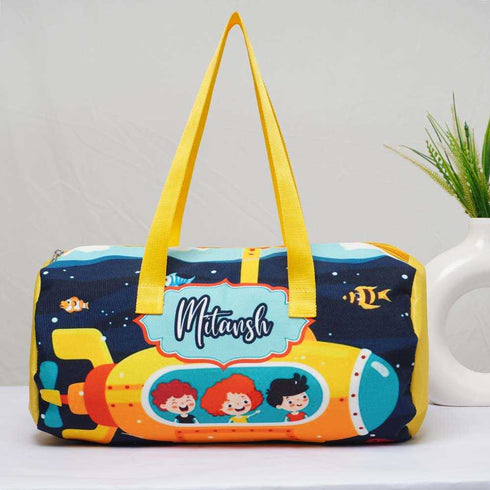 Personalised Yellow Printed Kids Duffle Bag