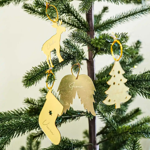 Personalized Gold Acrylic Christmas Ornament Set of 4
