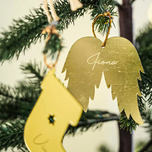 Personalized Gold Acrylic Christmas Ornament Set of 4