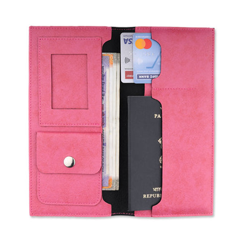 Personalised Travel Wallet with Charms - Pink - Uncommongifts.in