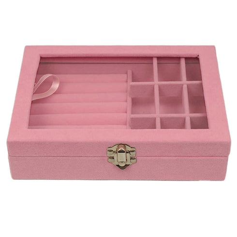 Personalized 9 Grid Jewellery Organiser Velvet Storage Box Case