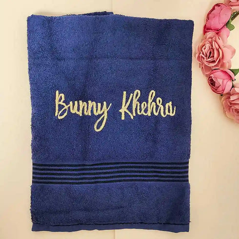 Personalized Bath Towel - Navy Blue