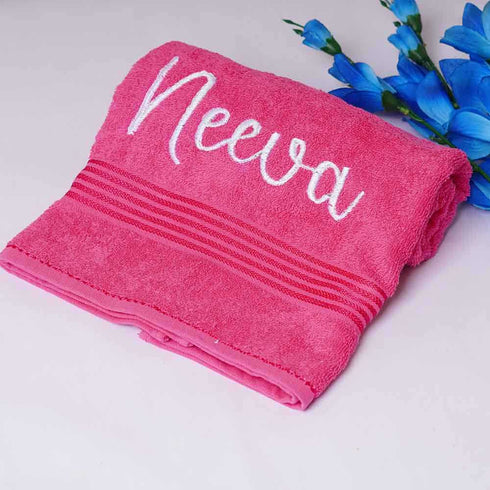 Personalized Bath Towel For Women - Pink