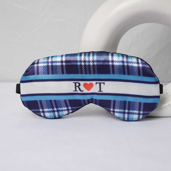 Personalized Blue Check Printed Eye Masks