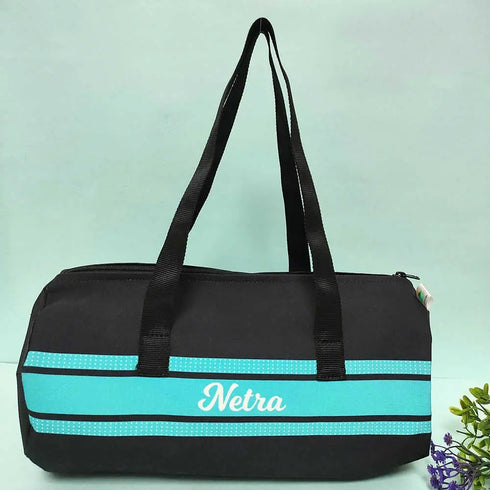 Personalized Blue Strap Printed Kids Duffle Bag