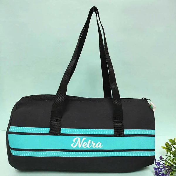 Personalized Blue Strap Printed Kids Duffle Bag