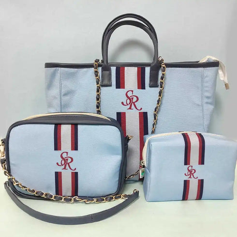Personalized Blue Strap Printed Luna Bag Combo Gift Set