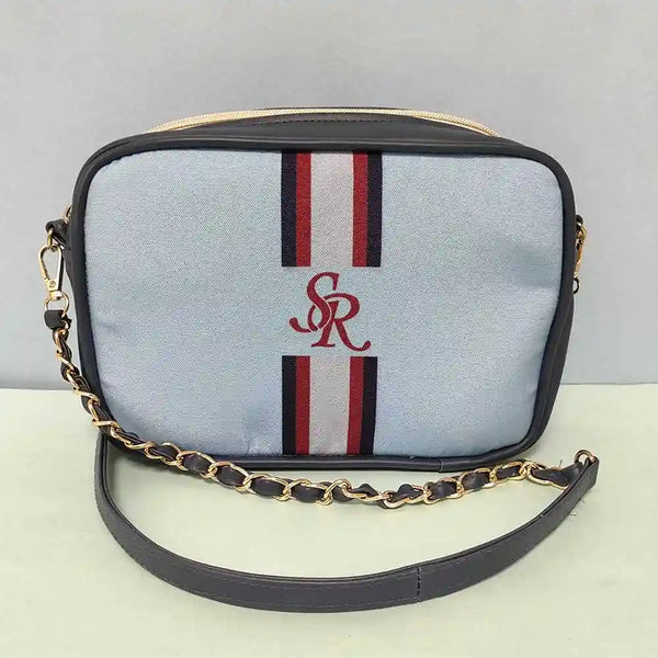 Personalized Blue Striped Sling Bag