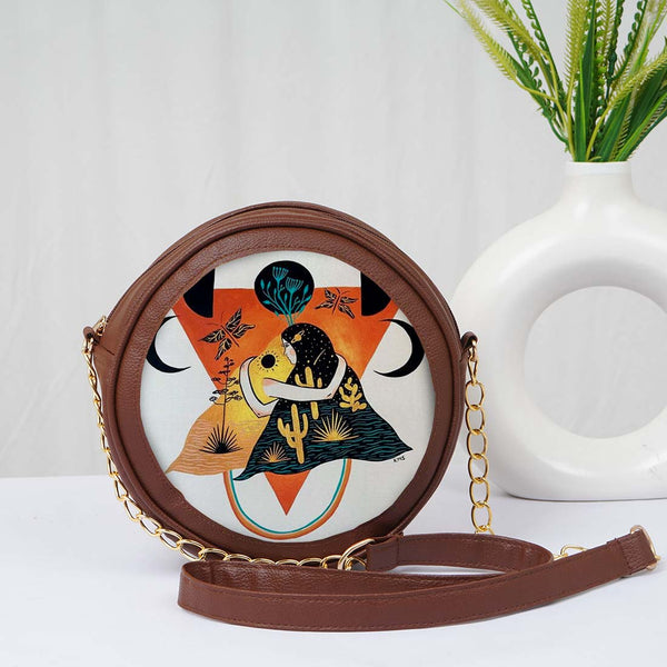 Personalized Canvas Round Sling Bag - Uncommongifts.in