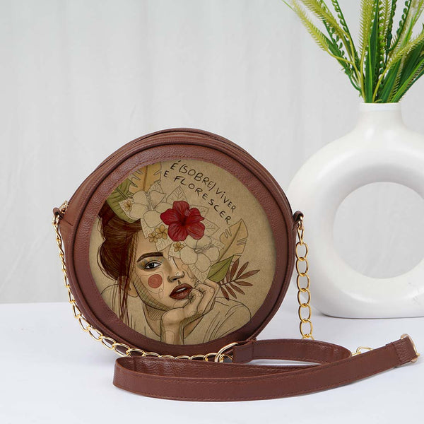 Personalized Canvas Round Sling Bag - Uncommongifts.in