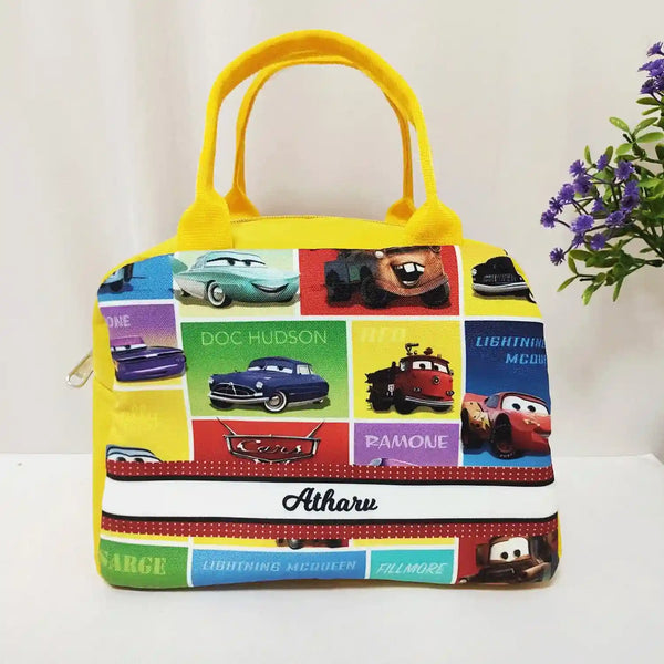Personalized Car Printed Kids Lunch Bag With Handle