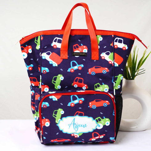 Personalized Cars Printed Diaper Bag