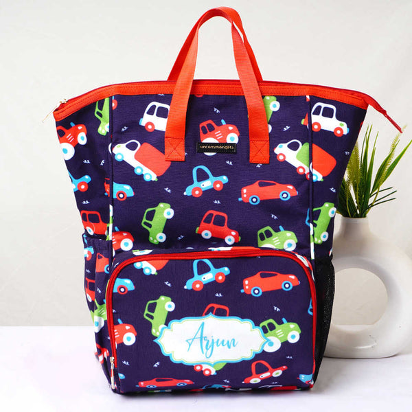 Personalized Cars Printed Diaper Bag