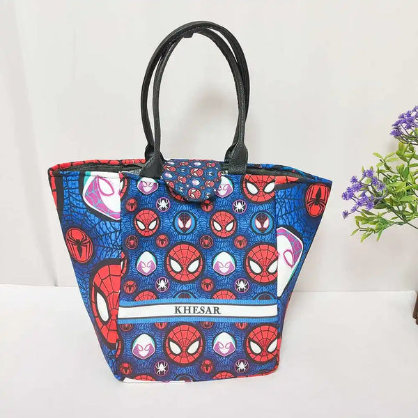 Personalized Cartoon Printed Lunch Bag With Handle for Kids