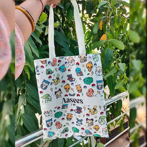 Personalized Cartoon Printed Tote Bag For Kids