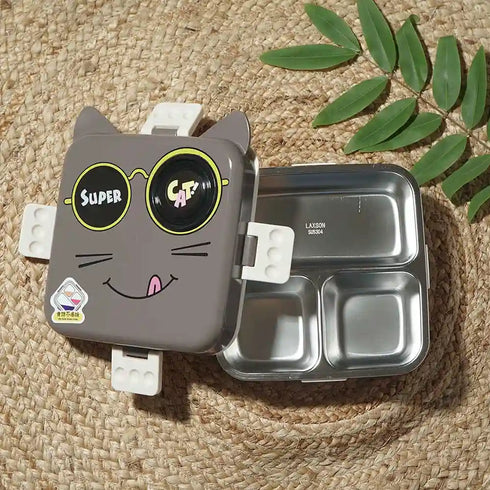 Personalized Cat Steel Compartment Lunch Box for Kids