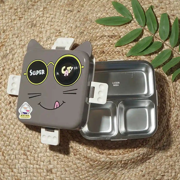 Personalized Cat Steel Compartment Lunch Box for Kids