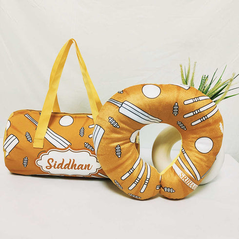 Personalized Cricket Printed Kids Duffle Bag Gift Combo