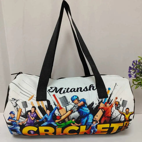 Personalized Cricket Printed Swimming Duffle Bag for Kids